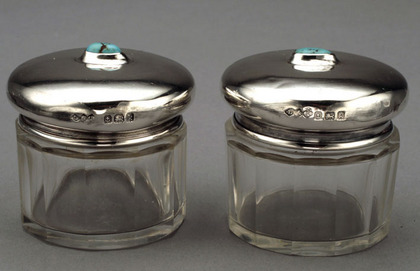 Liberty Cymric Silver and Glass Rouge Pots